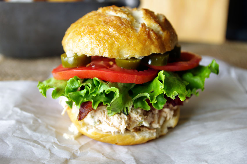 Jalapeno Chicken Salad Bacon Club on a Homemade Pretzel Bun | Dixie ...