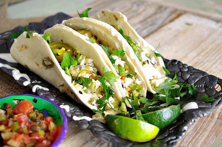 Pork Tacos with Poblano Pico and Lime Crema | Dixie Chik Cooks