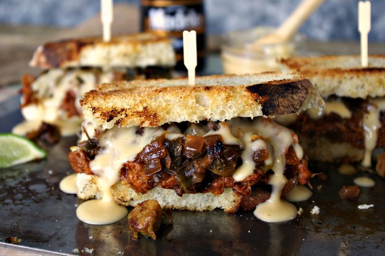 Home 20 Brisket Sandwich with Modelo Cheese Sauce | Dixie Chik Cooks