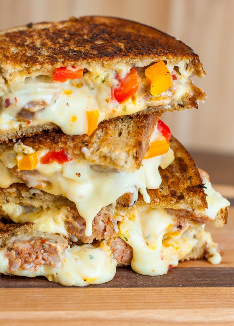 sausage and pepper chiptole grilled cheese recipe 0101 2