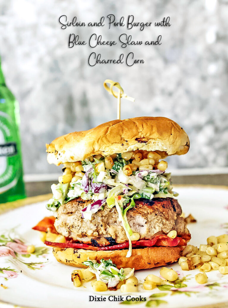 Pork Burger with Blue Cheese Slaw