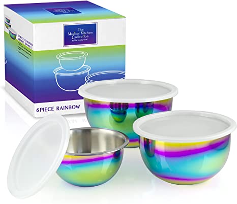 The Magical Kitchen Collection - Iridescent Rainbow Mixing Bowls With Lids